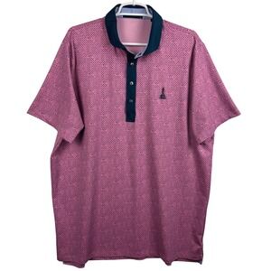 Greyson Mens XL‎ Pink Navy Geometric Print Performance Golf Polo Shirt